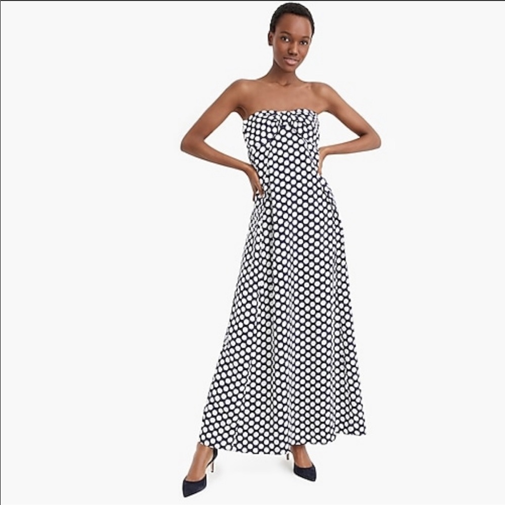 J. Crew navy and white polka dot dress
